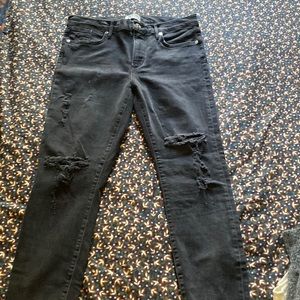 agolde distressed black denim/jeans
